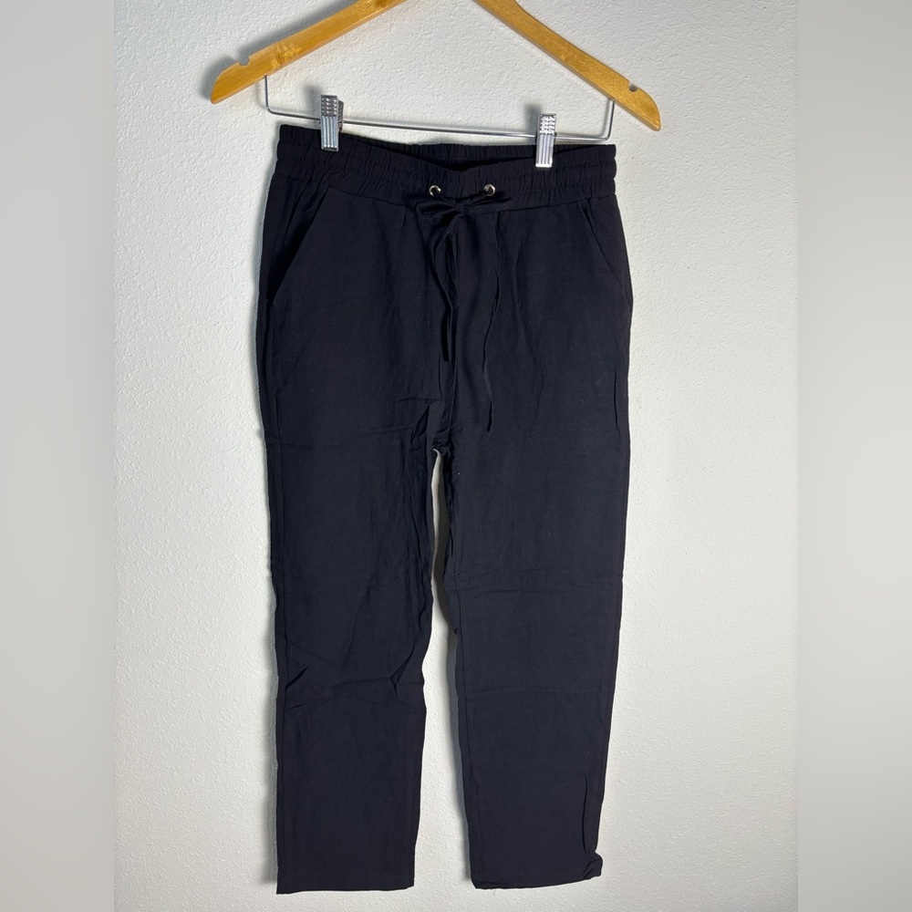 pants black waist tie ankle cropped pants size S  NWOT